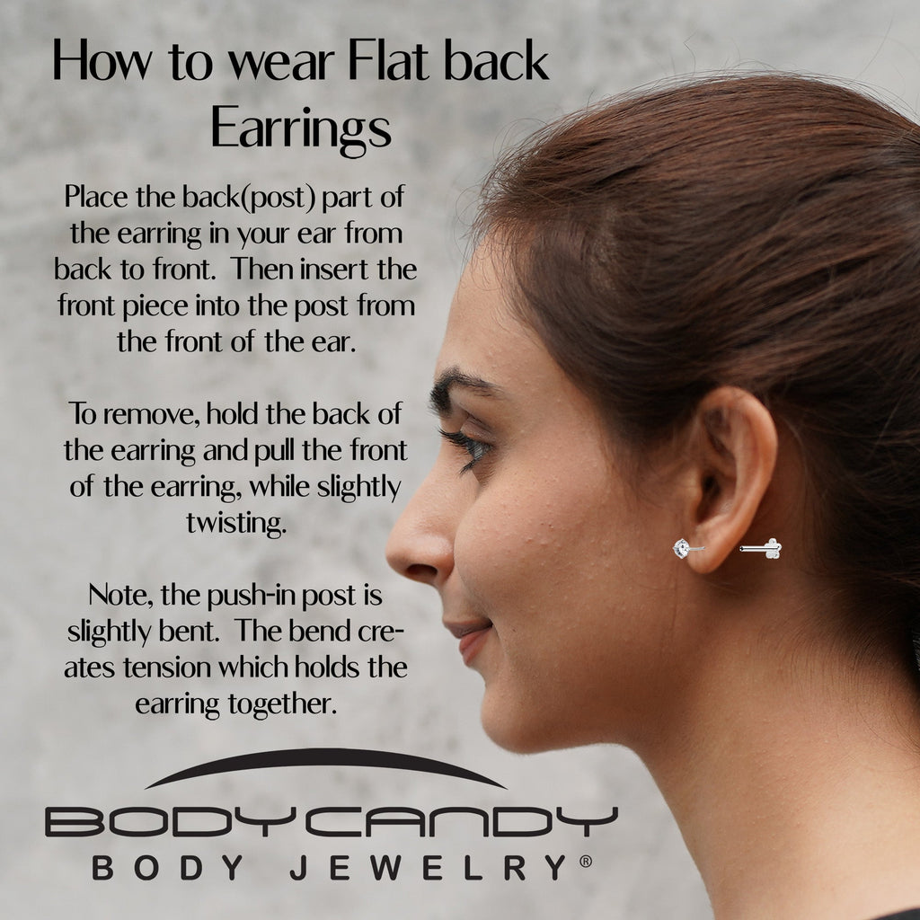 18G 5/16 CZ Implant Grade Titanium Reversible Threadless Flatback