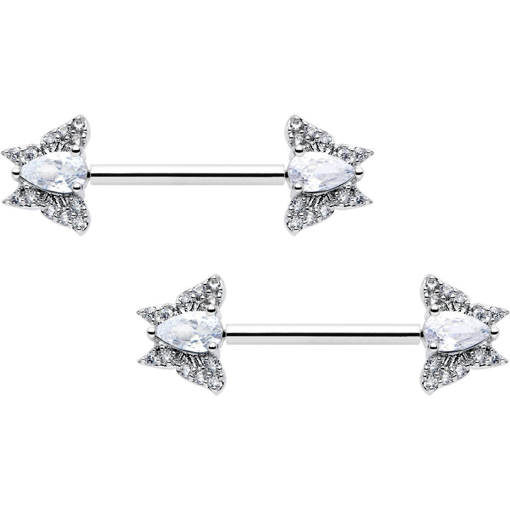 14G 9/16 Style Butterfly Threadless Nipple Ring Set