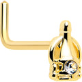 20G 7mm Clear Gem Champagne Dreams L Shape Nose Ring