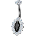 Implant Grade Titanium Internally Threaded Firey Oval Belly Ring