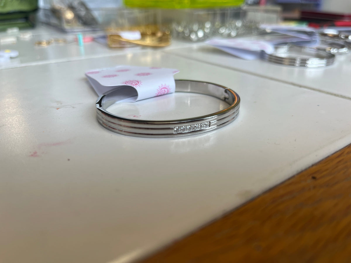 Sleek Banded Jeweled Titanium Bracelet