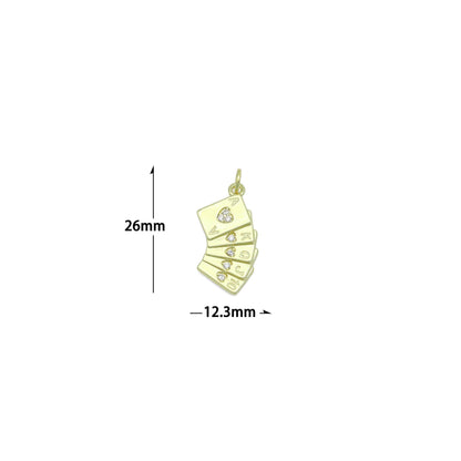 Clear CZ Gold Silver Poker Card Charm Pendant,Sku#A487
