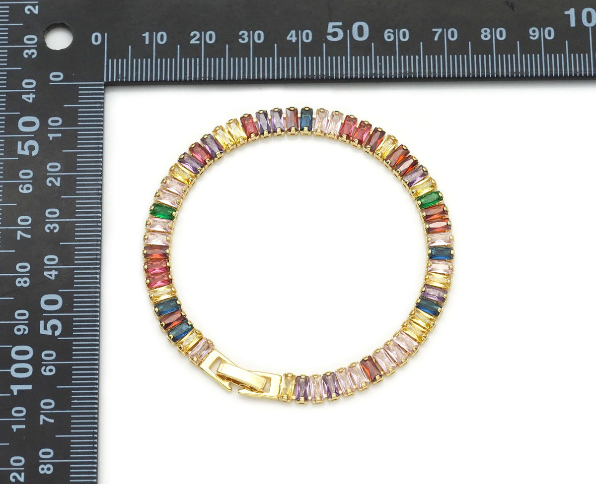 Baguette CZ  Bracelet,Sku#LD348