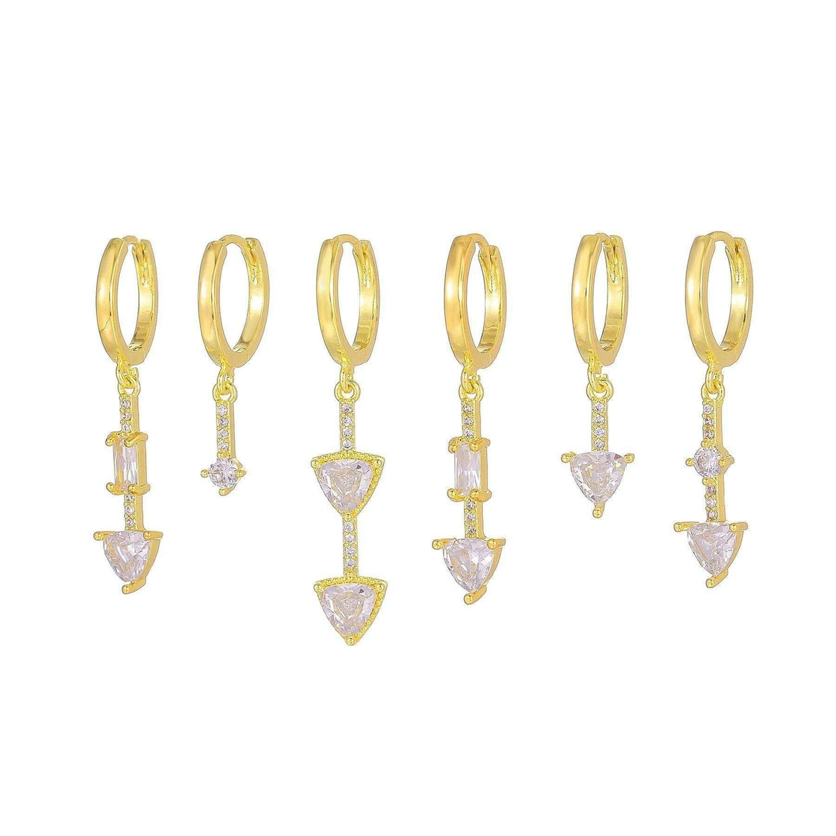 Multi Sets of Chic Star&Moon Earrings, 3-6pcs, 18k Gold Plated Stud Drop Hoop Huggie Cuff Chain, S925 Needle