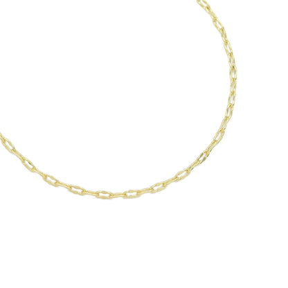 Gold Flat Oval Link Chain Necklace, Sku#LD591c