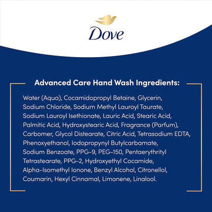 Dove Advanced Care Hand Wash Deep Moisture 4 Count for Soft, Smooth Skin, More Moisturizers than the Leading Ordinary Hand Soap, 12 oz