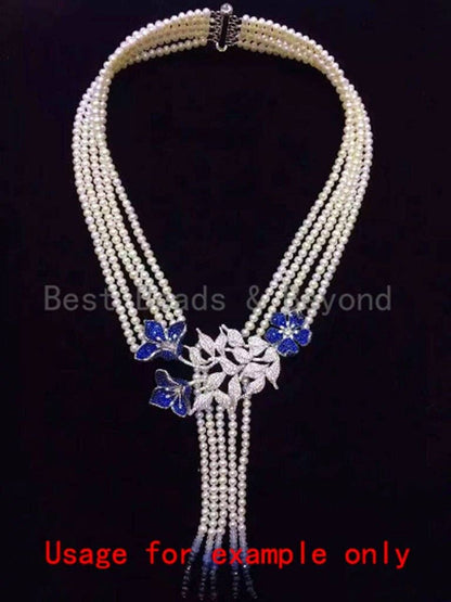 Large CZ Pave Cobalt/Green/Fuchsia Flower Pendant, sku#L170
