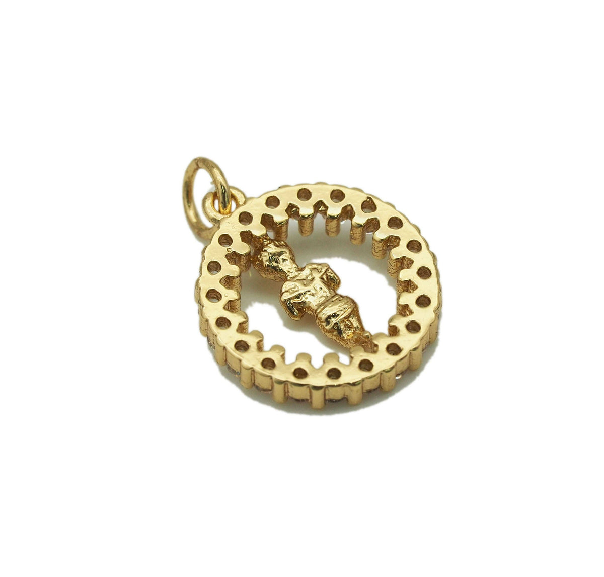 CZ Round Ring with Lady Charm, Sku#JL70