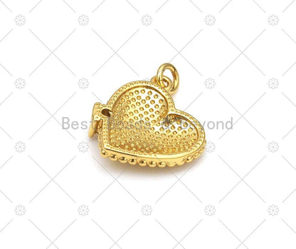 CZ Micropave Colorful Enamel Love Word On Heart Shape Pendant, 18K Gold Filled Heart Charm,Necklace Bracelet Pendant, 16x14mm, Sku#JL54