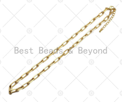 18" Gold Finish Paperclip Chain Necklace, Sku#LD16