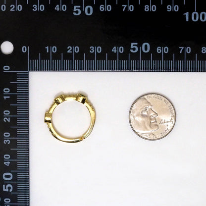 Gold Colorful CZ Stud Adjustable Ring, Sku#JL175c