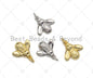 Bee Shape Pendant/Charm, Bee Cubic Zirconia Pendant, Silver/Gold Tone,15x16mm,Sku#L317