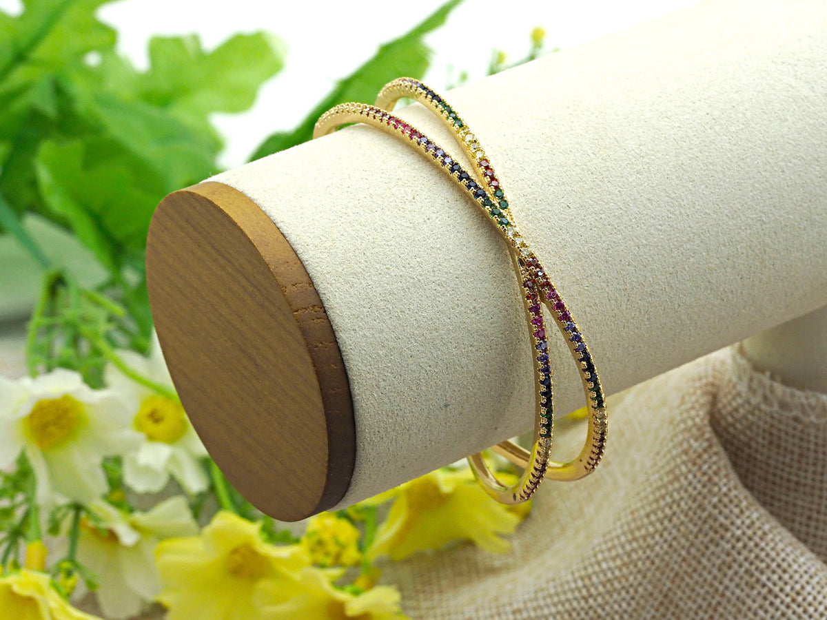 CZ Crisscross Cuff Bracelet, Sku#X24