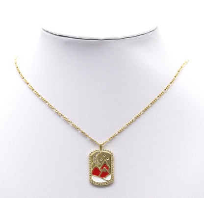 Gold CZ Enamel Mountain Moon Charm, Sku#JL145