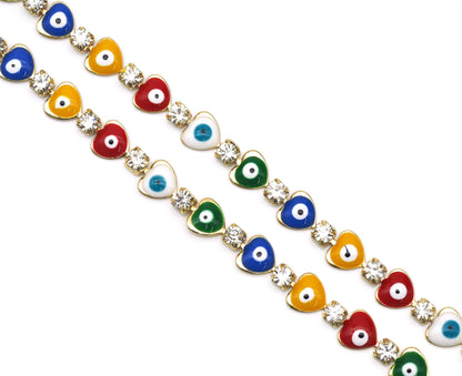 CZ Evil Eye Heart Bracelet, sku#C129