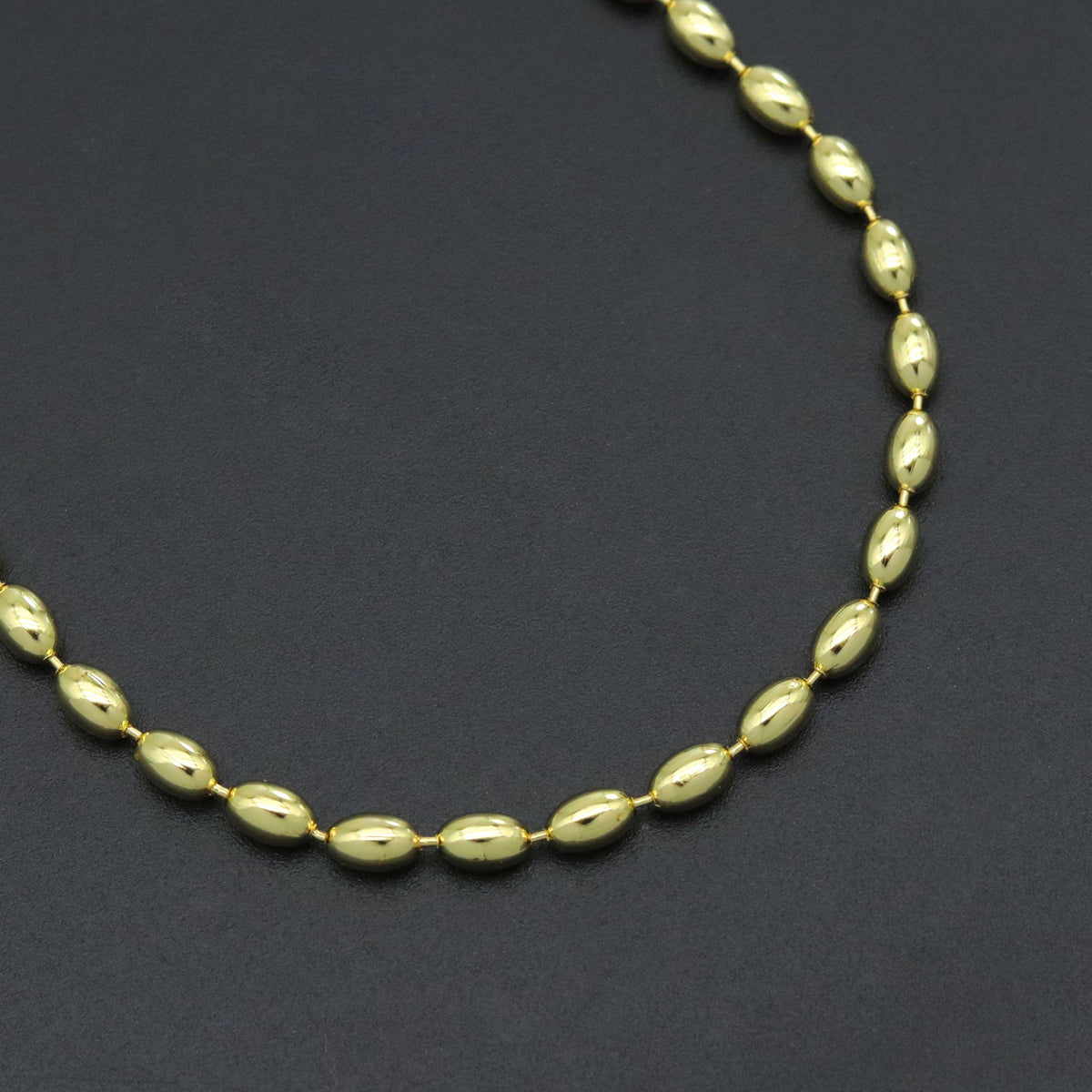 Gold Rice shaple Beads Link Adjustable Necklace, Sku#LD676