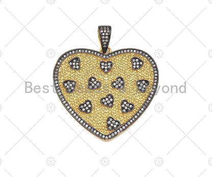 CZ Micro Pave Large Dual Color Heart  Sku#L279