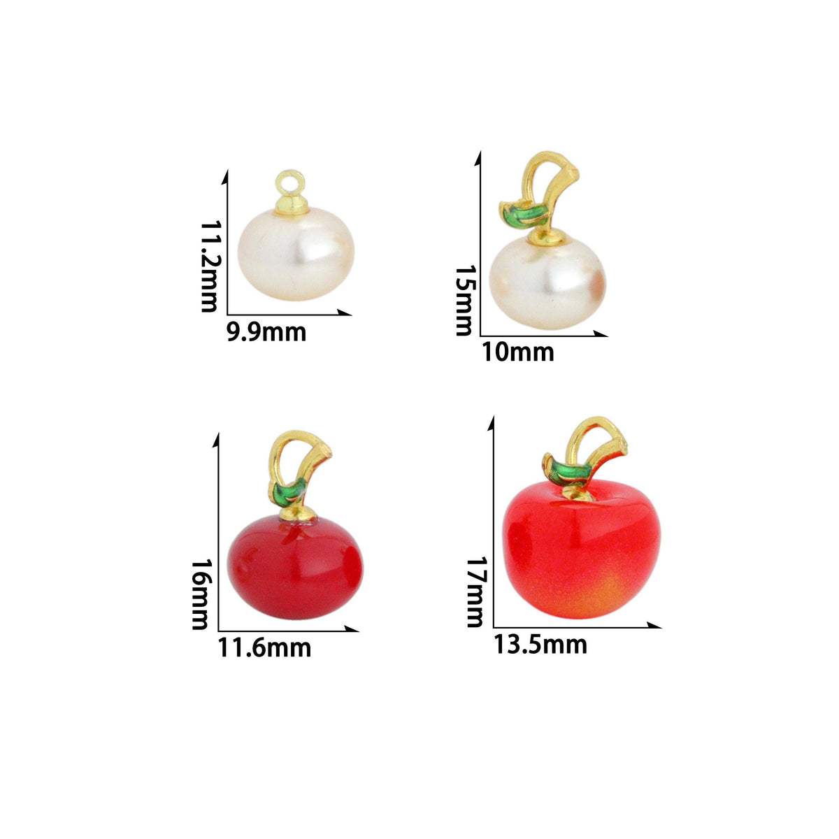 White Pearl Red Apple Charm Pendant,Sku#A489