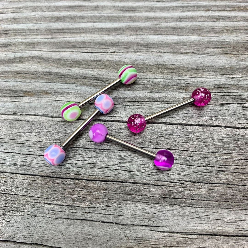 Blue Pink MARRACAS Barbell Tongue Ring