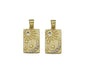 CZ Gold Sun Cresent Moon Star Rectangle Dog Tag Charm, Sku#LK762