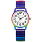 Lancardo Women Stretch Band Watch: Rainbow Color Elastic Analog Quartz Big Number White Dial Wristwatch Easy to Read Birthday Christmas