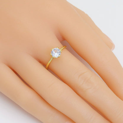 Clear Round Diamond CZ Gold Adjustable Ring, Sku#A179