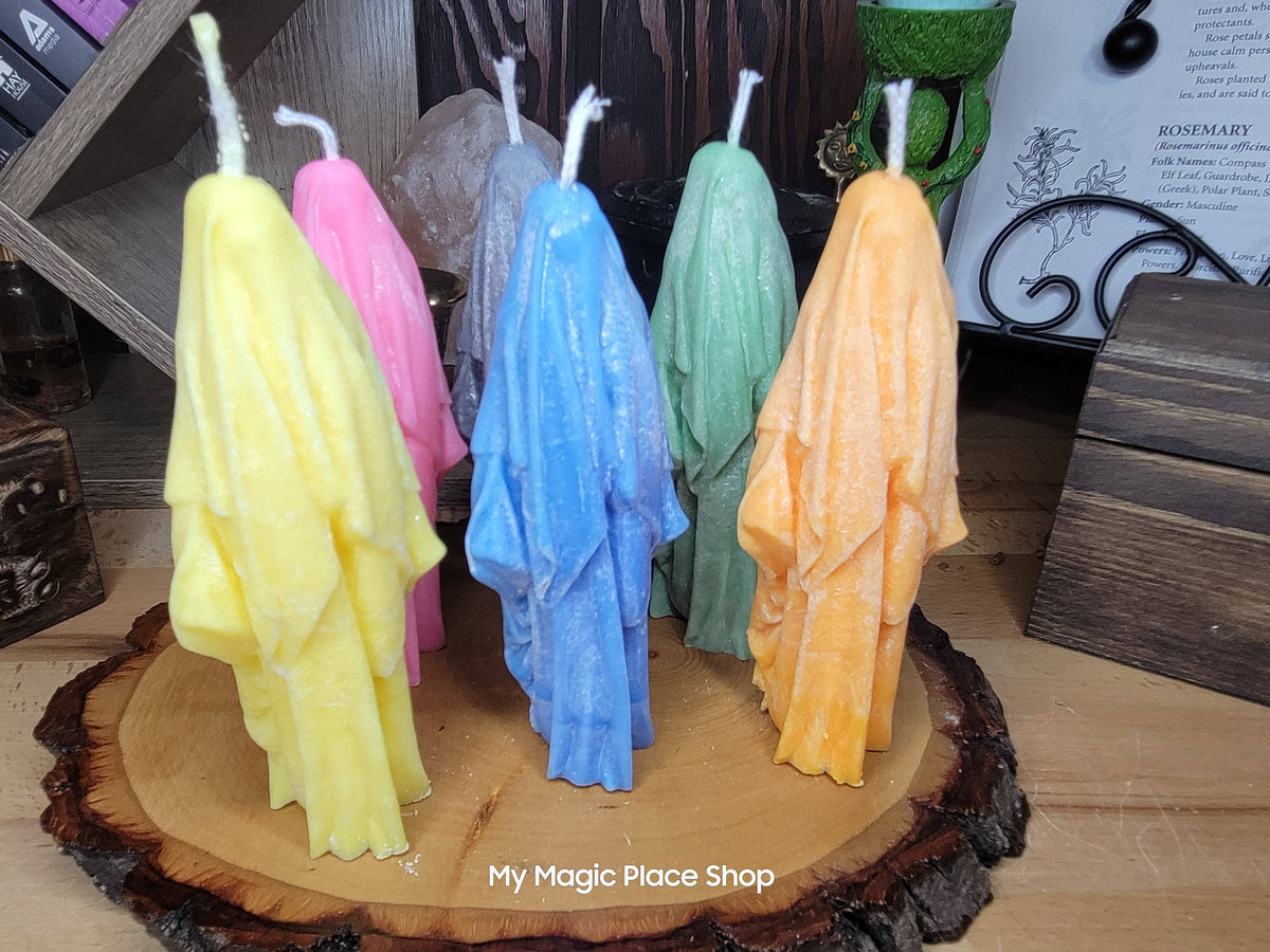 Ghost Handmade Candle , Palm wax Candle , Halloween Candle , white Ghost candle: Orange