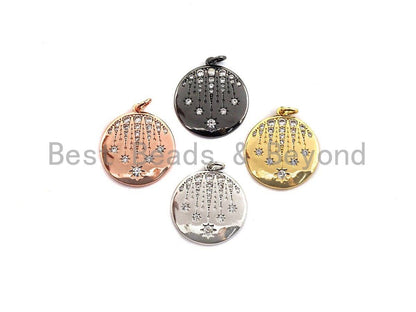 CZ Micro Pave Shooting Star Coin Charm, celetration star coin, Z433
