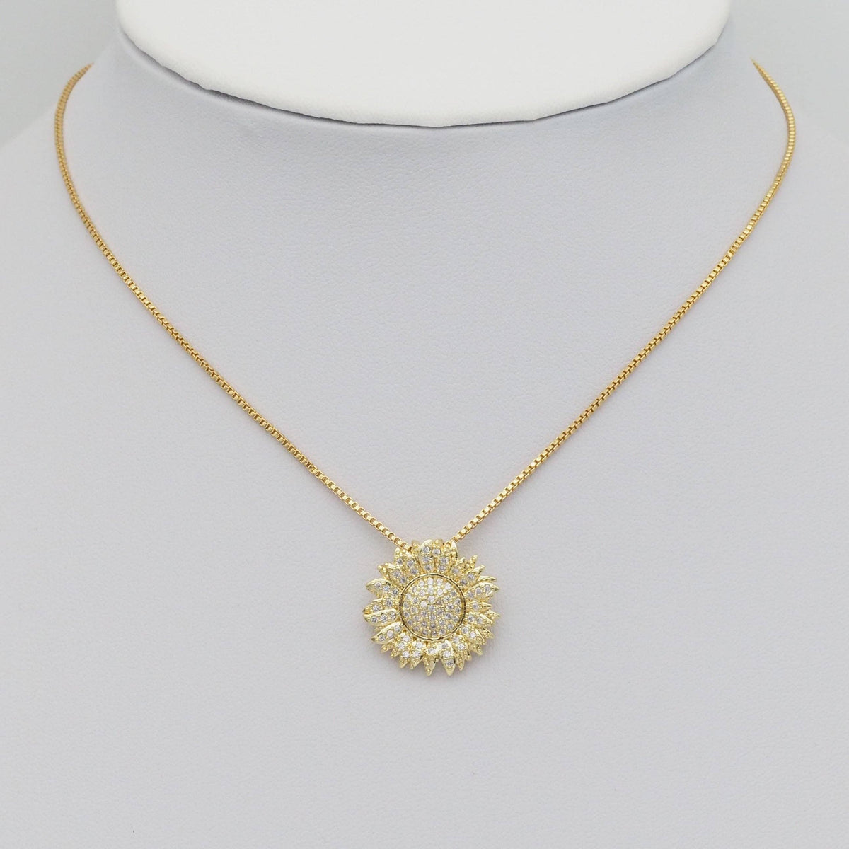 Gold CZ Sunflower Charm, Sku#LD424