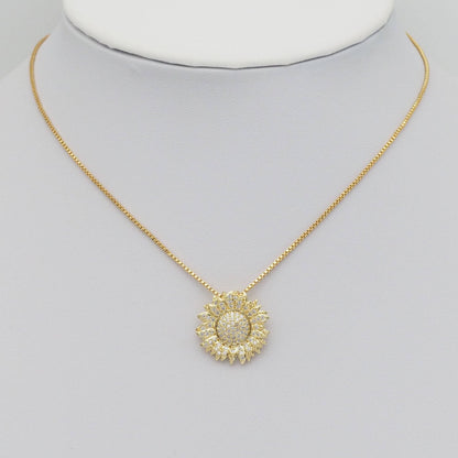 Gold CZ Sunflower Charm, Sku#LD424