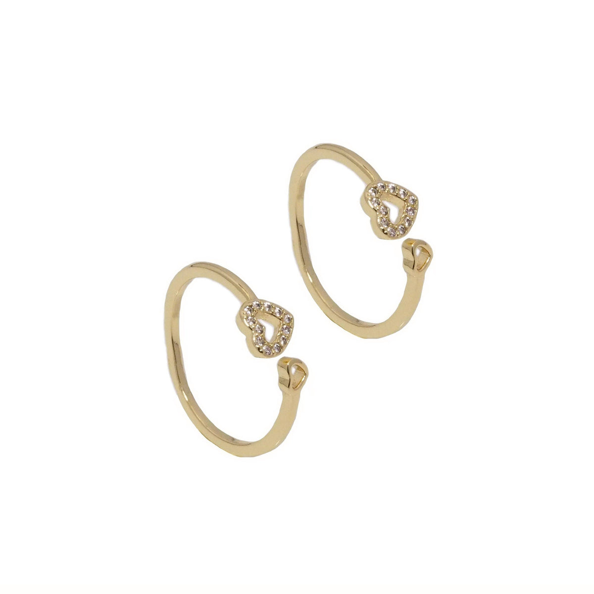 Gold CZ Heart Adjustable Ring, Sku#LK786