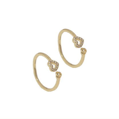 Gold CZ Heart Adjustable Ring, Sku#LK786