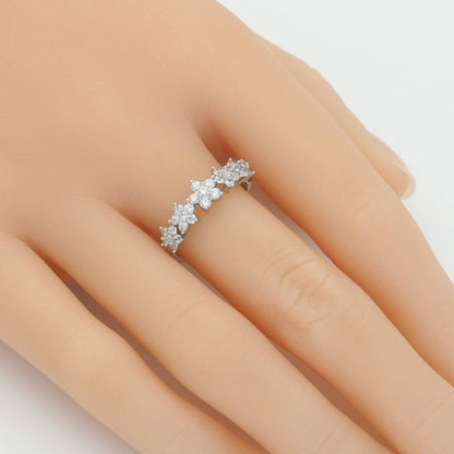 Gold Silver Flower CZ Adjustable Ring, Sku#B375