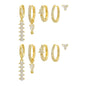 Stacking 5 Pieces Simple Clover Single-Row Serrated Ear Cuff Earring Set, 18k Gold-Plated  Teardrop Zircon Earrings, S925 Needle