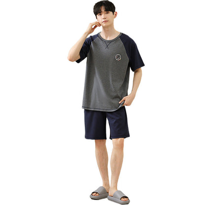 Men's Soft Short Sleeve 2 Casual Plus Size Pajamas Suit