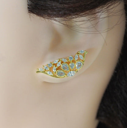 CZ Pave Butterfly Wing Stud Earrings, Sku#LD354