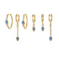 Multi Sets of Blue Flower Pierced Earrings, 4-6pcs, 18k Gold Plated Stud Drop Hoop Huggie Cuff Chain, S925 Needle
