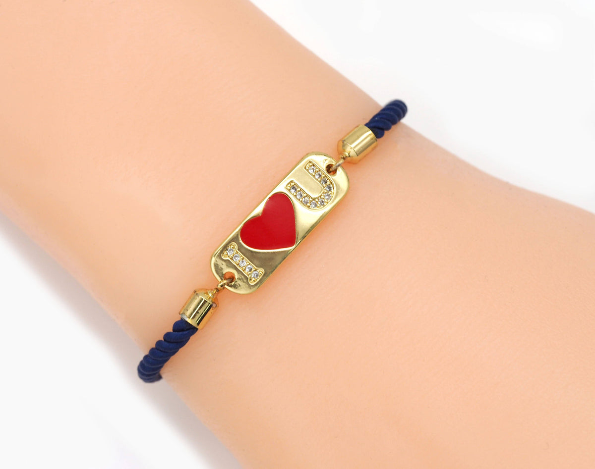 CZ Enamel I Love You  Heart Charm, Sku#LD222