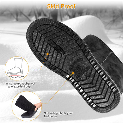 Snow Boots - Waterproof Faux Suede Mid-Calf with Warm Lining