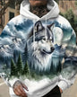 Mens Casual Loose-Fit Printed Hoodie Top