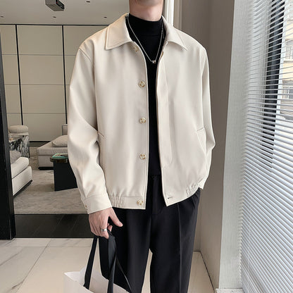 SpringAutumn Korean-style Mature Mens Clothing Loose-fitting Cropped Style