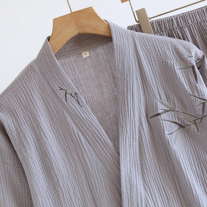 Double-layered Crepe Chinese-style Bamboo-patterned Hanfu Thin Summer Pajamas