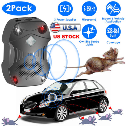 Under Hood Ultrasonic Rodent Repeller for Vehicle 2 Pack