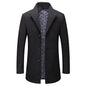 Stand-collar Cotton-lined Wrinkle-resistant Mid-length Wool Coat