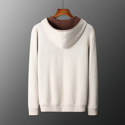 Men's Cashmere Zipper Cardigan Hooded Double-sided Sweater Coat