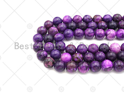 Sugilite Angelite Round Smooth Beads, Natural Angelite, 8mm/