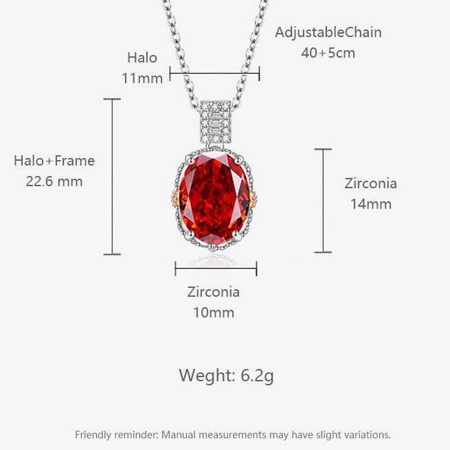 Multicolor Ice Flower Cut Oval CZ Pendant Necklace, 10*14mm 8A Cubic Zirconia, Two-Tone Pave CZ Halo with Pavé Top Frame, Adjustable Chain