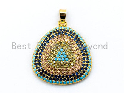 CZ Turquoise Cobalt Gold Micro Pave Trillian Pendant/Charm, sku#L49