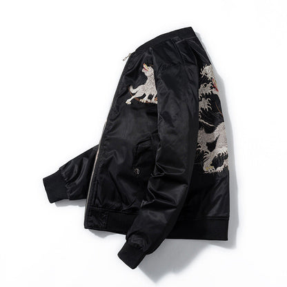 Mens Loose-Fit Trendy Embroidered Jacket