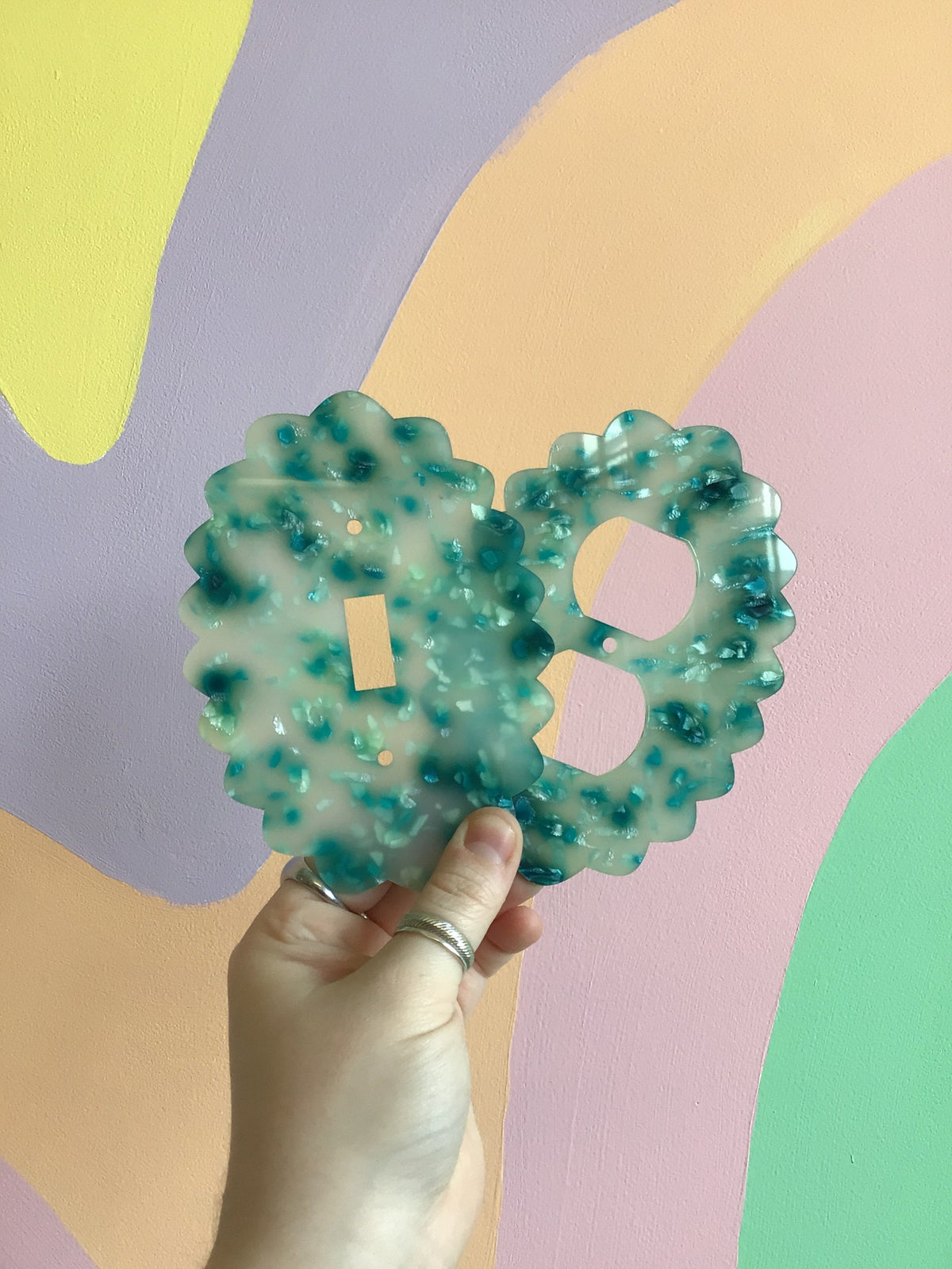 Teal Terrazzo Outlet Covers